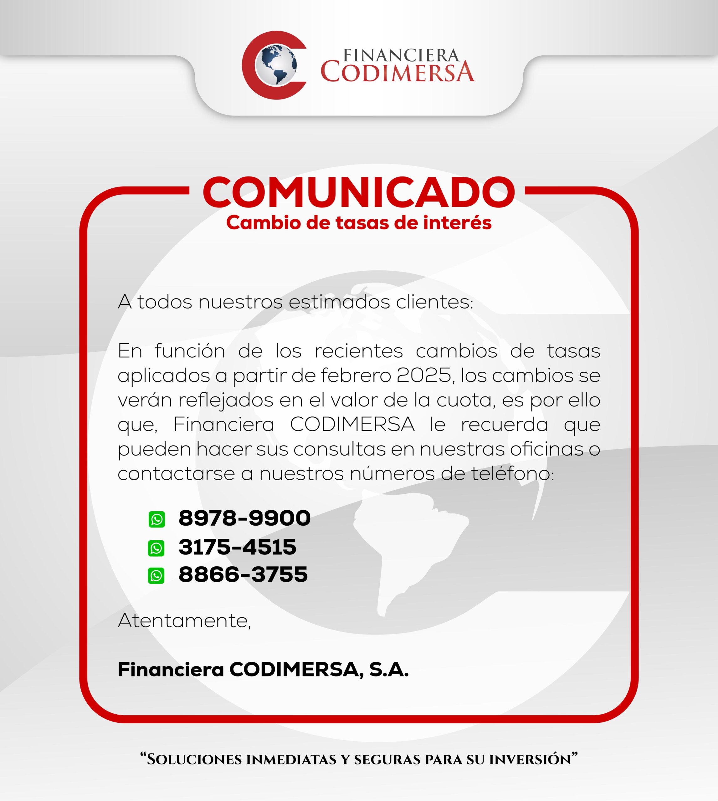 Cambio de tasas